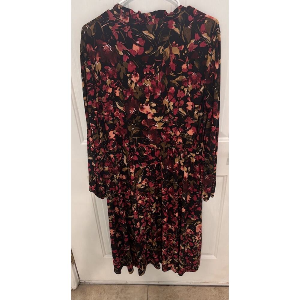 Anne Klein Floral Midi Dress Women’s Size 16 Black Multi Long Sleeve NWT $169 - Picture 5 of 5